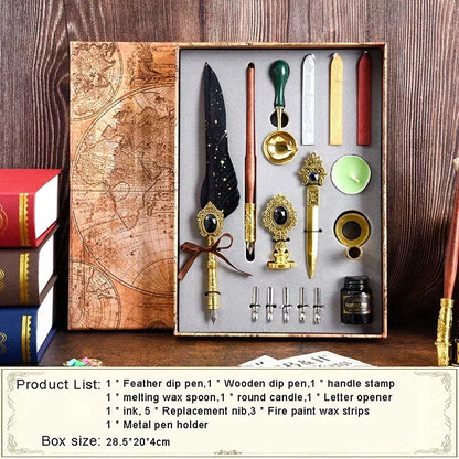 Antique Feather Dip Pen Kit Retro Wooden Dip Pen Set