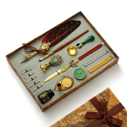 Antique Feather Dip Pen Kit Retro Wooden Dip Pen Set